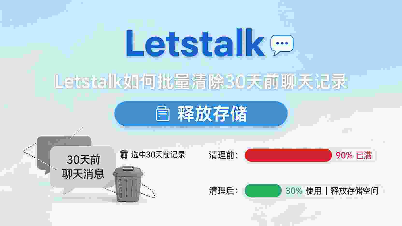 Letstalk如何批量删除30天前聊天记录, Letstalk存储空间释放方法, 怎么设置Letstalk自动清理旧消息, Letstalk聊天记录清理失败原因, 30天前聊天记录批量清除步骤, Letstalk数据管理最佳实践, 释放手机存储Letstalk旧数据, 如何查看Letstalk占用空间大小